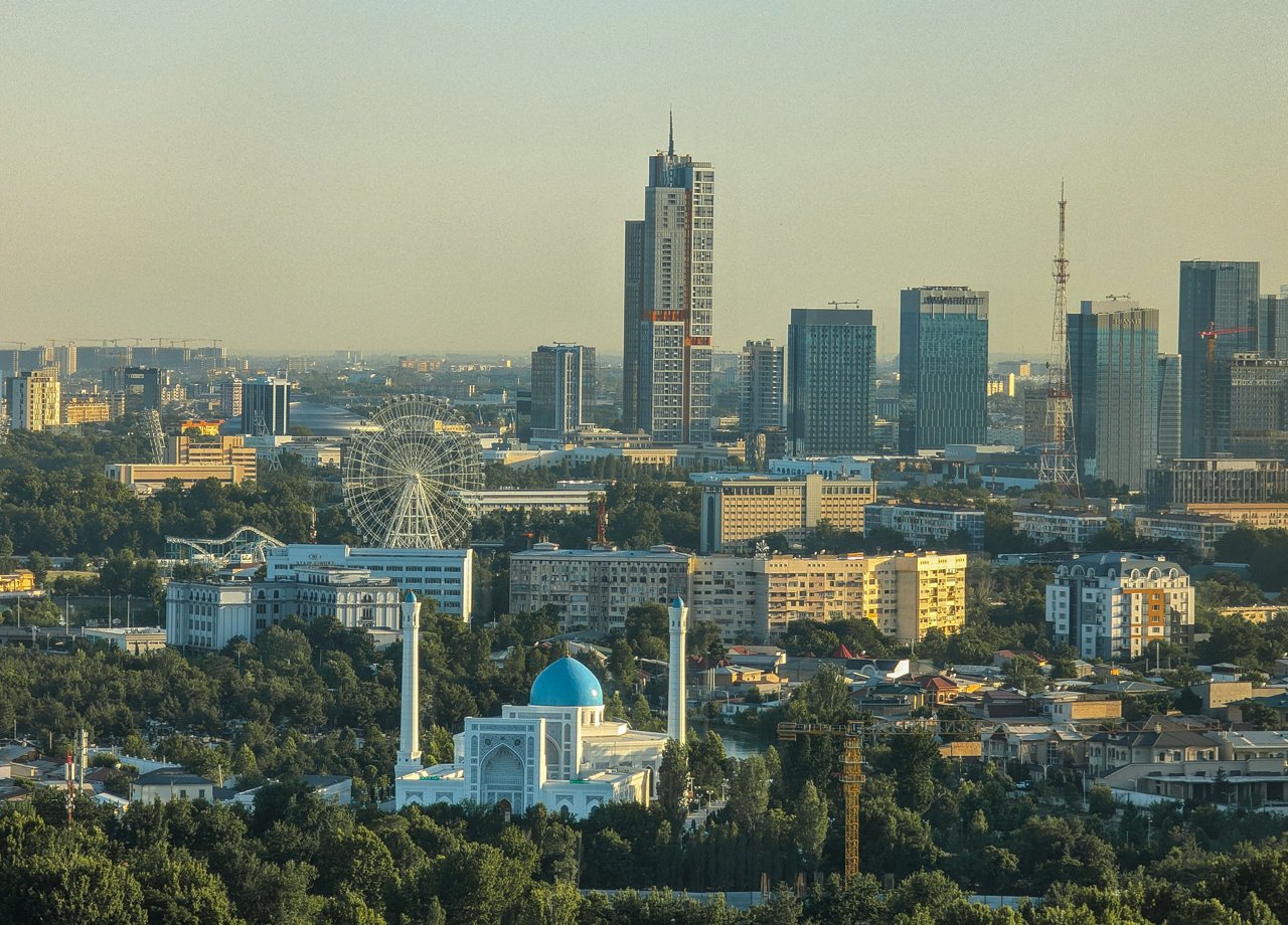 Tashkent skyline with the Minor Mosque and the Tashkent City business district